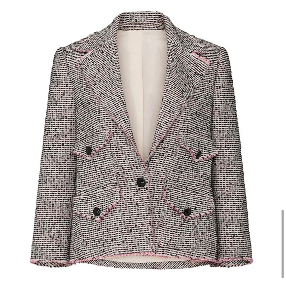 Rebecca Taylor NYC Josie Tweed Jacket Pink & Black - Picture 5 of 6
